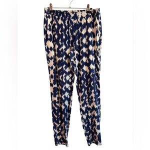 Vince Silk Navy and Cream Printed Elastic-Waist joggers. EUC